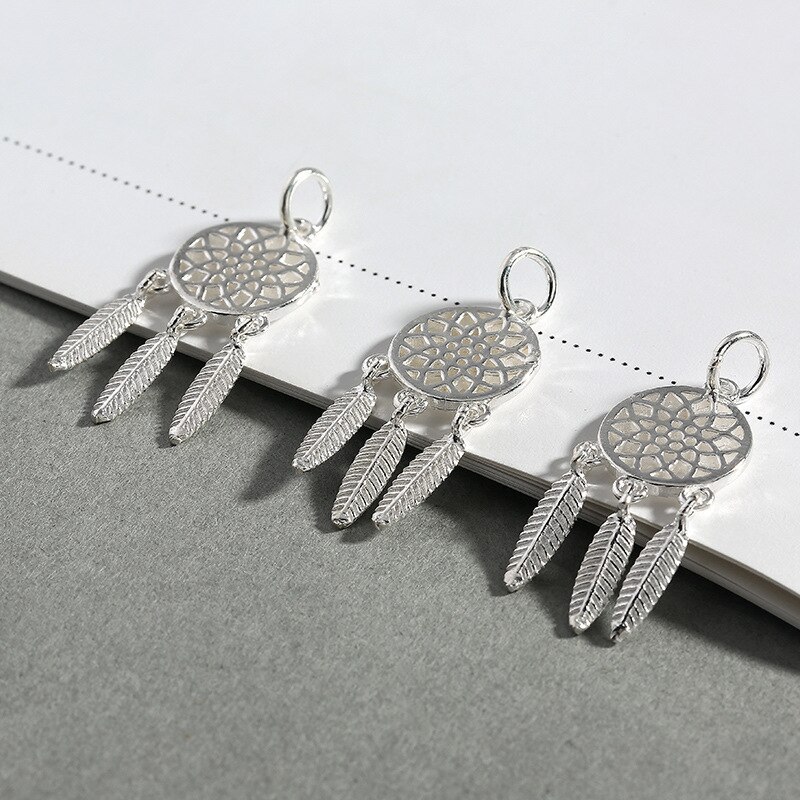 925 Sterling Zilver Dream Catcher Charms 12X28Mm Hollow Out Craft Zilveren Vrouwen Hanger Bevindingen Diy Oorbellen ketting