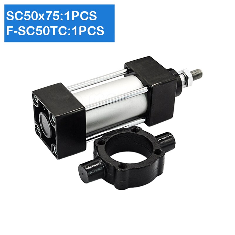 Sc50 x 75 50mm reikäinen 75mm- tahti standardi teleskooppinen pneumaattinen toimilaite männän tiiviste spesifikaatio isku pneumaattinen sylinteri: F -sc50 tc / Sc50 x 75