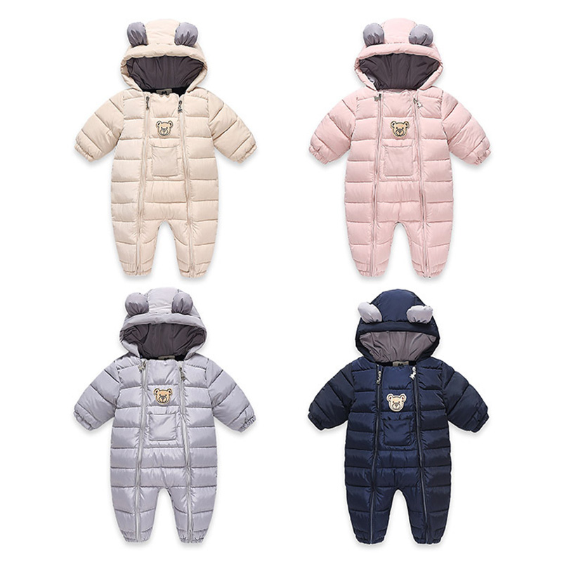 Macacão das crianças do bebê meninas casaco de inverno para meninos roupas engrossar infantil macacão da criança snowsuit outwear onesize chd011