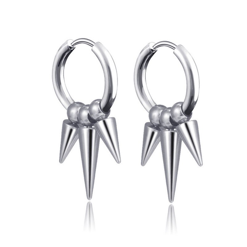 Mode Klinknagel Taper Rvs Earring Voor Vrouwen Mens Classic Punk Stud Oor Sieraden 2 Stuks: C stud silver