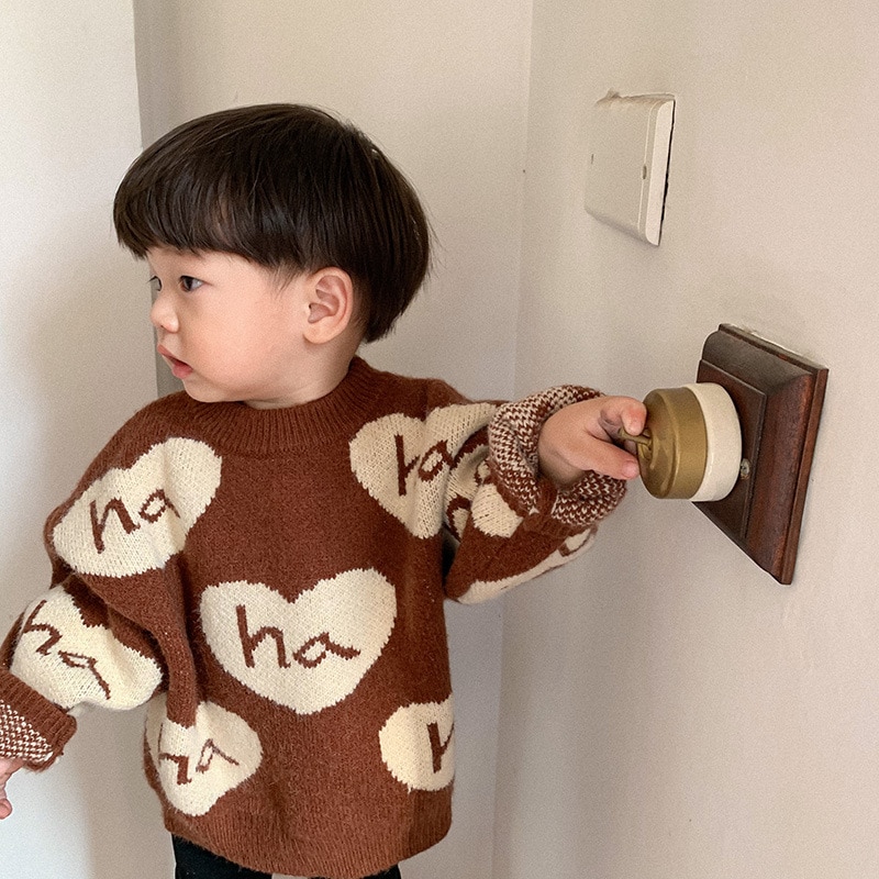 5554 hiver enfants pulls vêtements dessin animé lettre imprimer garçons et filles chandails 1-7T enfants vêtements pulls