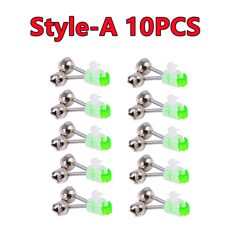 50-5PCS Dubbele Bellen Vissen Indicator Aas Alarm Luid Geluid Alert Bell Clips Nacht Hengel Bell visgerei Outdoor Vissen Bel: Bruin