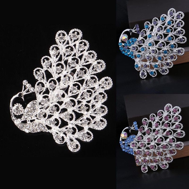 Personality Female Peacock Brooch Beautiful Animal Bird Crystal Brooches Pins Best Jewelry
