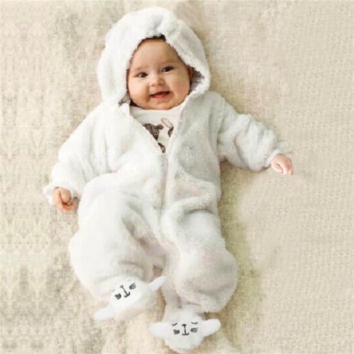 Winter Pasgeboren Baby Meisje Jongen Footies Outfits Kleding Hoodie Hooded Baby Jumpsuit Kid Kleding 0-12 Maanden