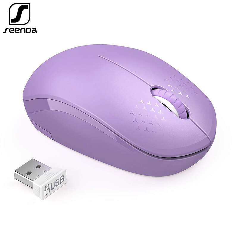 SeenDa-Ratón silencioso inalámbrico 2.4G para ordenador, ergonómico, para portátil, escritorio, Notebook, PC: purple