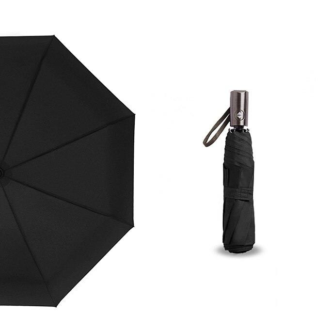 Automatic 3 Folding Aureate Handle Big Umbrella Rain Women Luxury Windproof Stand UV Umbrella Ideas Paraguas: Black