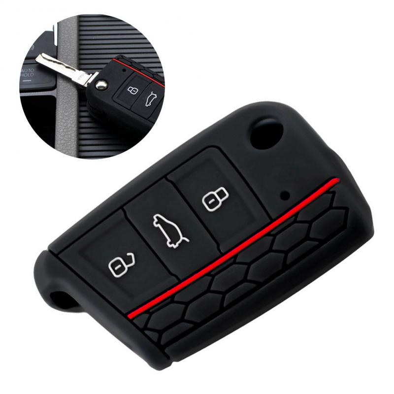1Pc Siliconen Autosleutel Cover Case Case Flip Key Flip Key Cap Afstandsbediening Voor Volkswagen Golf 7 Remote vouwen Precieze