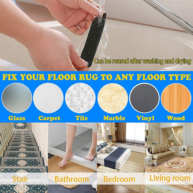 Patch antidérapant Anti-bouclage pour tapis, lavable et réutilisable, autocollant fixe pour tapis de sol, 8 pièces