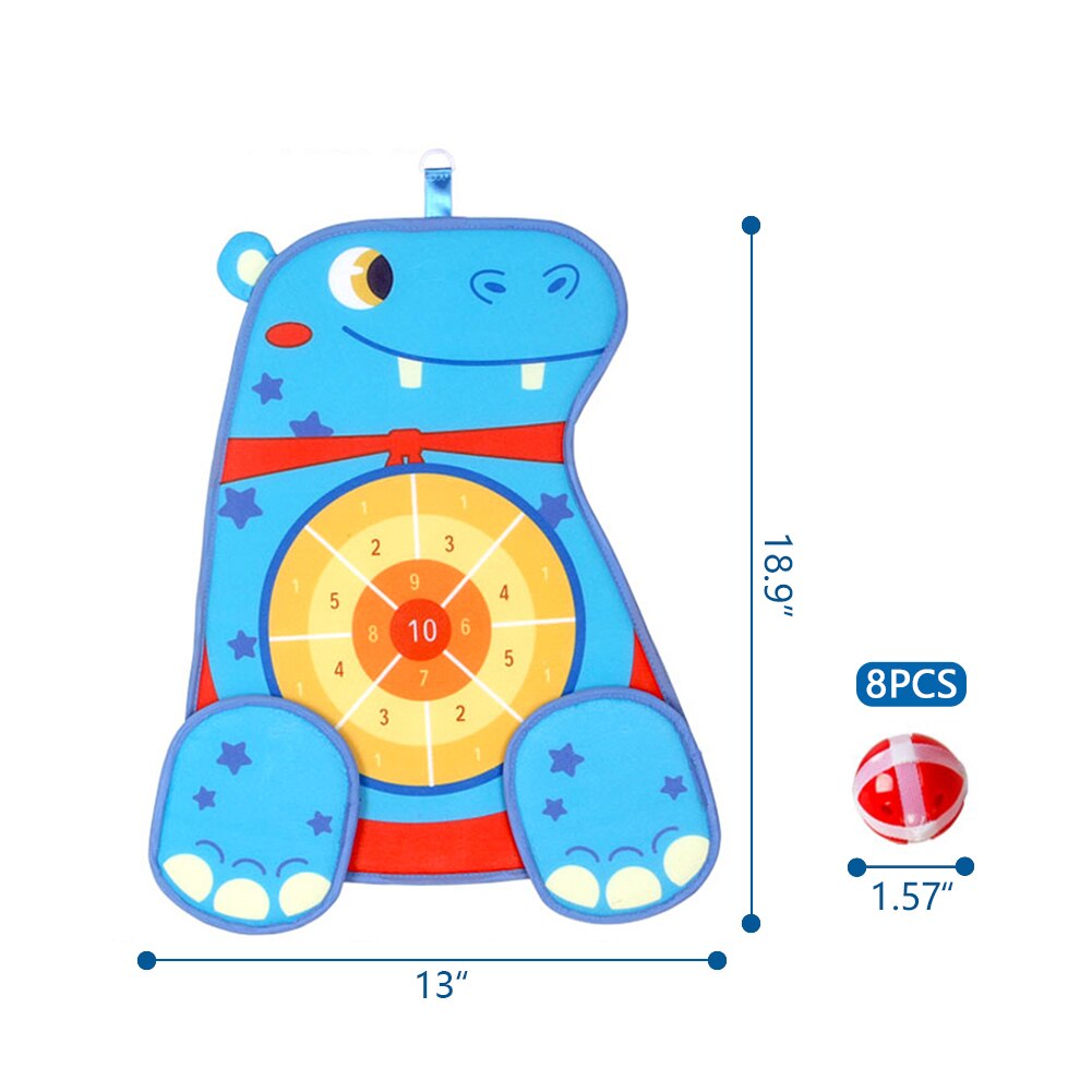 Pelota pegajosa, tablero de dardos, juego de césped familiar, juguetes para niños, sacos de arena para niños, bola para lanzar al aire libre, interacción entre padres e hijos: Hippopotamus