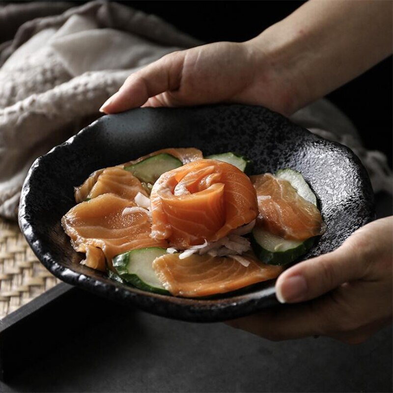 Japanse Retro Creatieve Keramische Ronde Plaat Restaurant Bestek Thuis Sushi Snack Schotel Steak Westerse Platen Praktische Servies