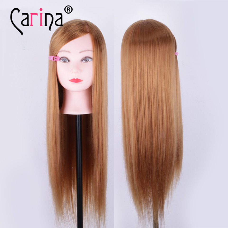 Cabeça de manequim de cabelo sintético 55cm, cabeça para cabeleireiros com cabeça de boneca e manequim para treinamento
