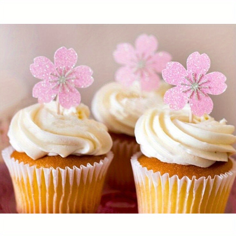 10 stuks kersenbloesems cupcake topper tandenstoker dessert toppers taart decoratie picks voor bruiloft verjaardag feestartikelen