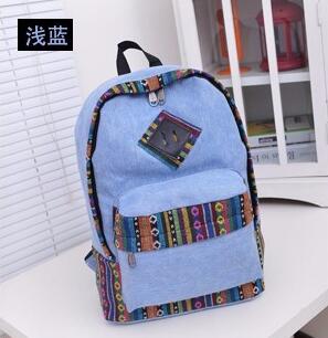 Mochila de lona para ordenador portátil para mujer, morral escolar para chicas y adolescentes, de viaje, informal, 16: Blue