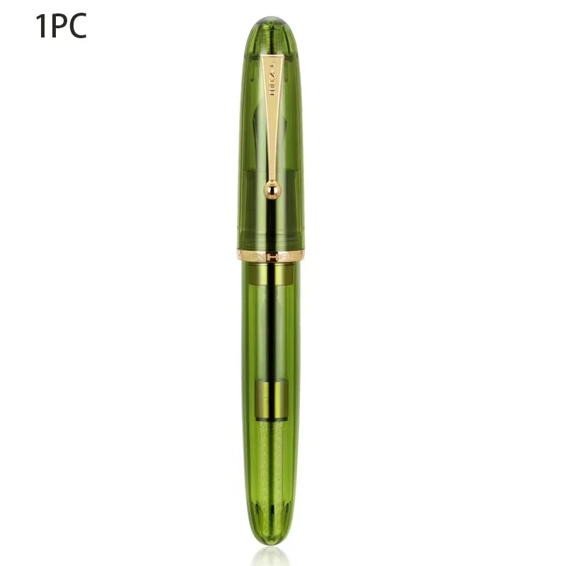 JinHao 9019 pluma estilográfica de lujo acrílico transparente Spin Pen F M papelería suministros escolares de oficina pluma de escritura: Mezcla de color / M