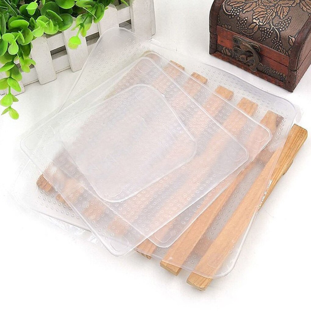 1Pc/4Pcs Fod Grade Keeping Food Fresh Wrap Reusable Super Stick Silicone Food Wraps Seal Vacuum Cover Stretch Lid