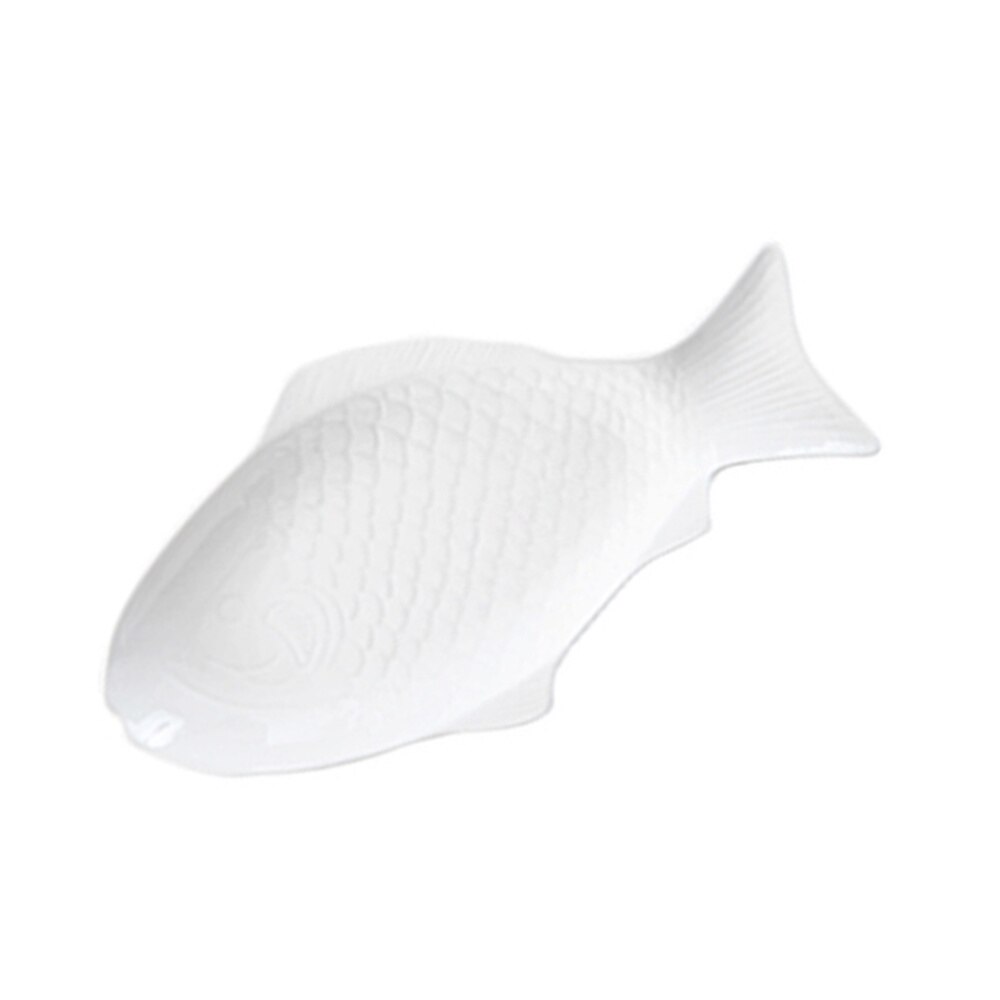 Ceramic Tableware Plate Fish Shaped Dish Snack Storage Fish Pan for Restaurant Home Dinner (11 Inches + White)