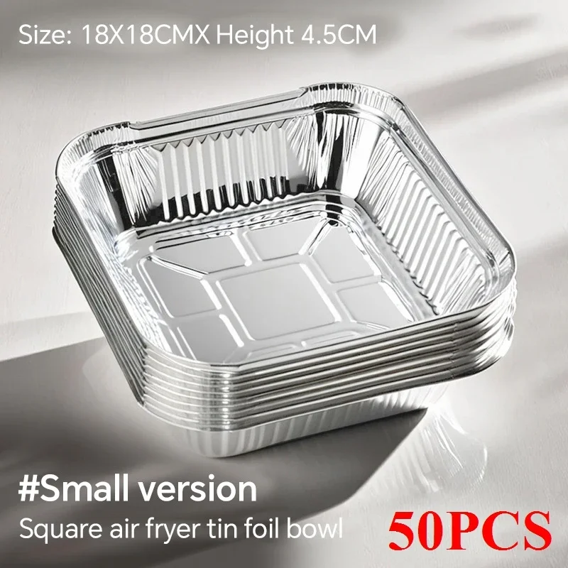50/100 stuks oliebestendige aluminiumfolie bakjes voor airfryer, wegwerp papieren antiaanbak stoommandjes, keukenhulpmiddel, barbecue lekbak: Blauw