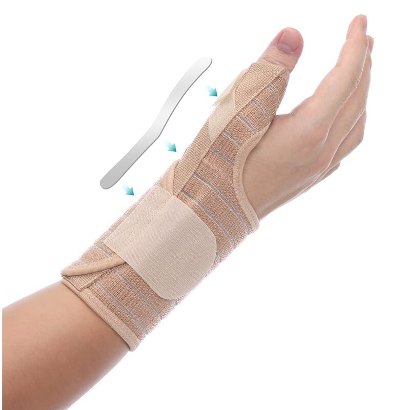 Ademend Pols Duim Brace Voor Mannen Vrouwen Verstelbare Metalen Spalk Duim Brace Voor Tendinitis Verstuikingen Carpaal Tunnel Pijn: Beige-Right