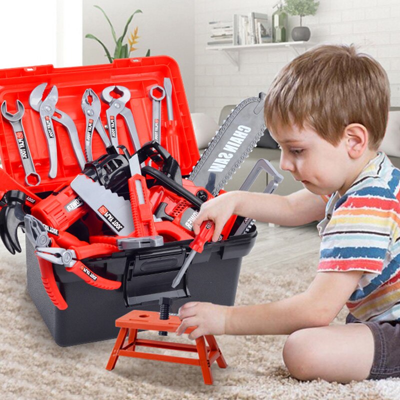 Simulatie Reparatie Tool Speelgoed Kinderen Toolbox Kit Elektrische Boor Schroef Driver Huis Spelen Techniek Puzzel Speelgoed Voor Kinderen