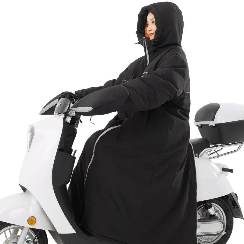 Ropa de ciclismo antifrío, impermeable y a prueba de viento, aislamiento de invierno para motocicleta, ropa de moto de nieve integrada de felpa gruesa: Rojo / XXXL