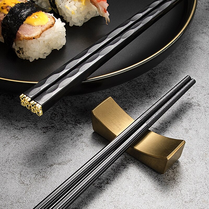 5 Pairs Japanse Chinese Eetstokjes Voor Eten Sushi Sticks Herbruikbare Metalen Koreaanse Eetstokjes Set Gezonde Legering Servies