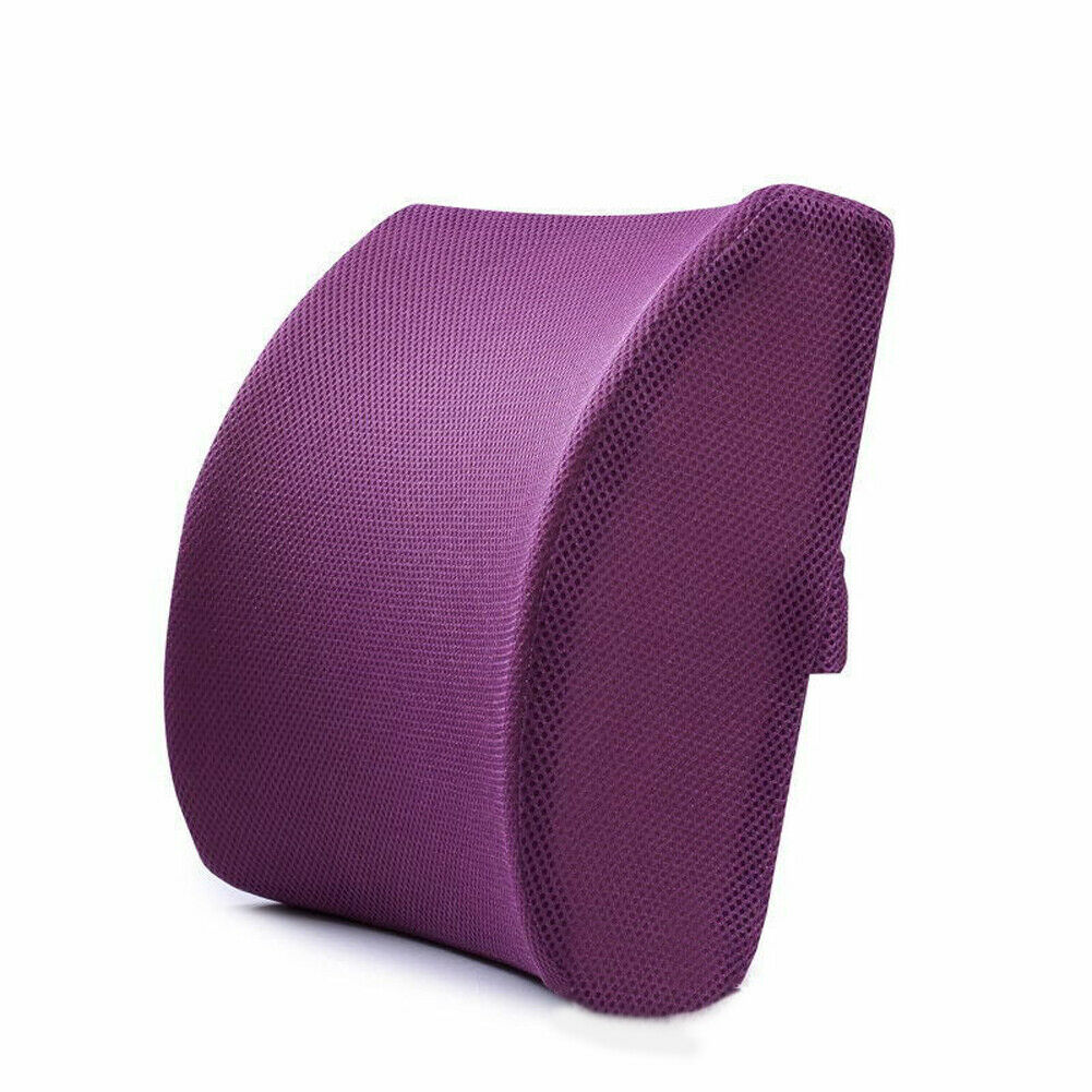 Newest Memory Foam Lumbar Back Support Cushion Waist Cushion Office Home Car Chair Seat Lumber Cushion: Purple 