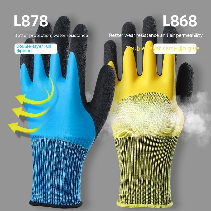 6pair Working Gloves Purple Polyester Grey Latex Glove Protective for work Garden Durable Non-slip Waterproof Gardening Gloves