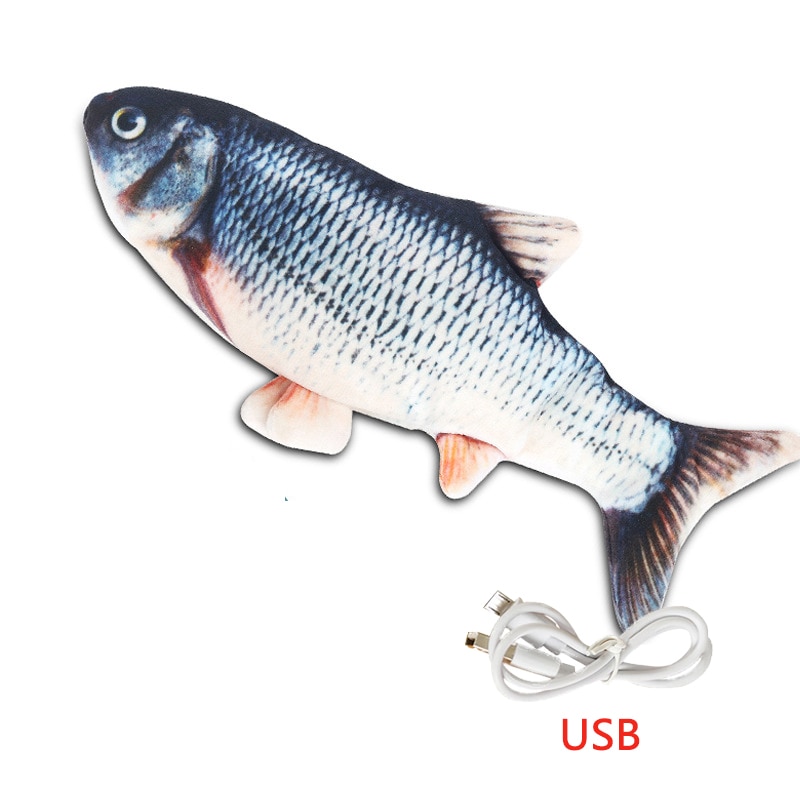 Pet Soft Electronic Fish Shape Cat Toy Electric USB Charging Simulation Fish Toys Funny Cat Chewing Playing Supplies Dropshiping