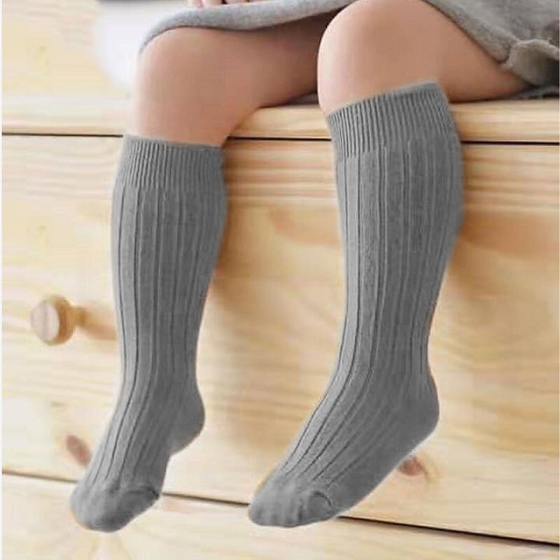 Cute Baby Girl Socks Soft Cotton Solid Kids Knee High Socks Spring Autumn Infant Toddler Children Long Socks Sokken