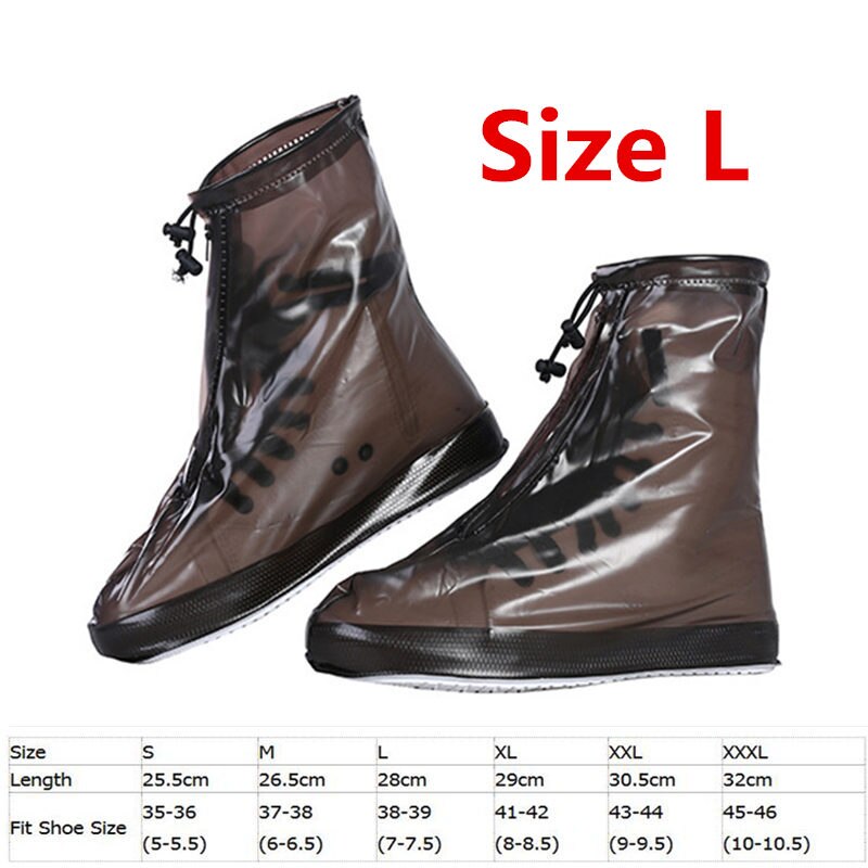 Heels Height Fishing Waders Boots Cover Rain Waterproof Flat Ankle Boots Cover Thicker Non-slip Platform Rain Boots: Coffee-L