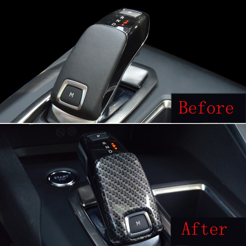 Car accessories carbon fiber Gear Shift Knob Head cover trim Interior Deocration Sticker styling Fit For Peugeot 5008 C457