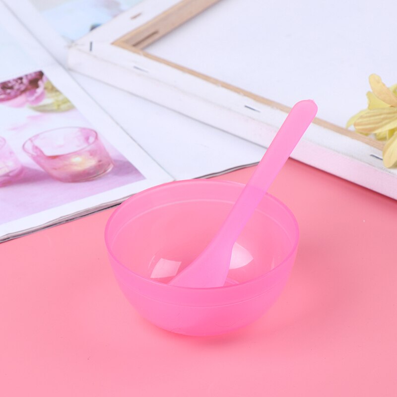 Conjunto para mascarilla Facial 2 en 1, cuenco mezclador, cuchara, palo, cepillo, conjunto para cuidado del rostro, conjuntos profesionales de belleza Facial para mujer: Rosa