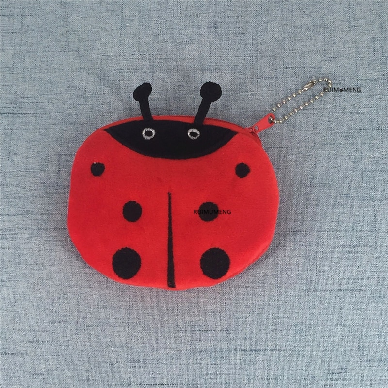 multi-sizes , Ladybug 6-22CM Plush Coin BAG Purse Wallet ; little Key chain Coin BAG , coin pencil Pocket BAG Pouch