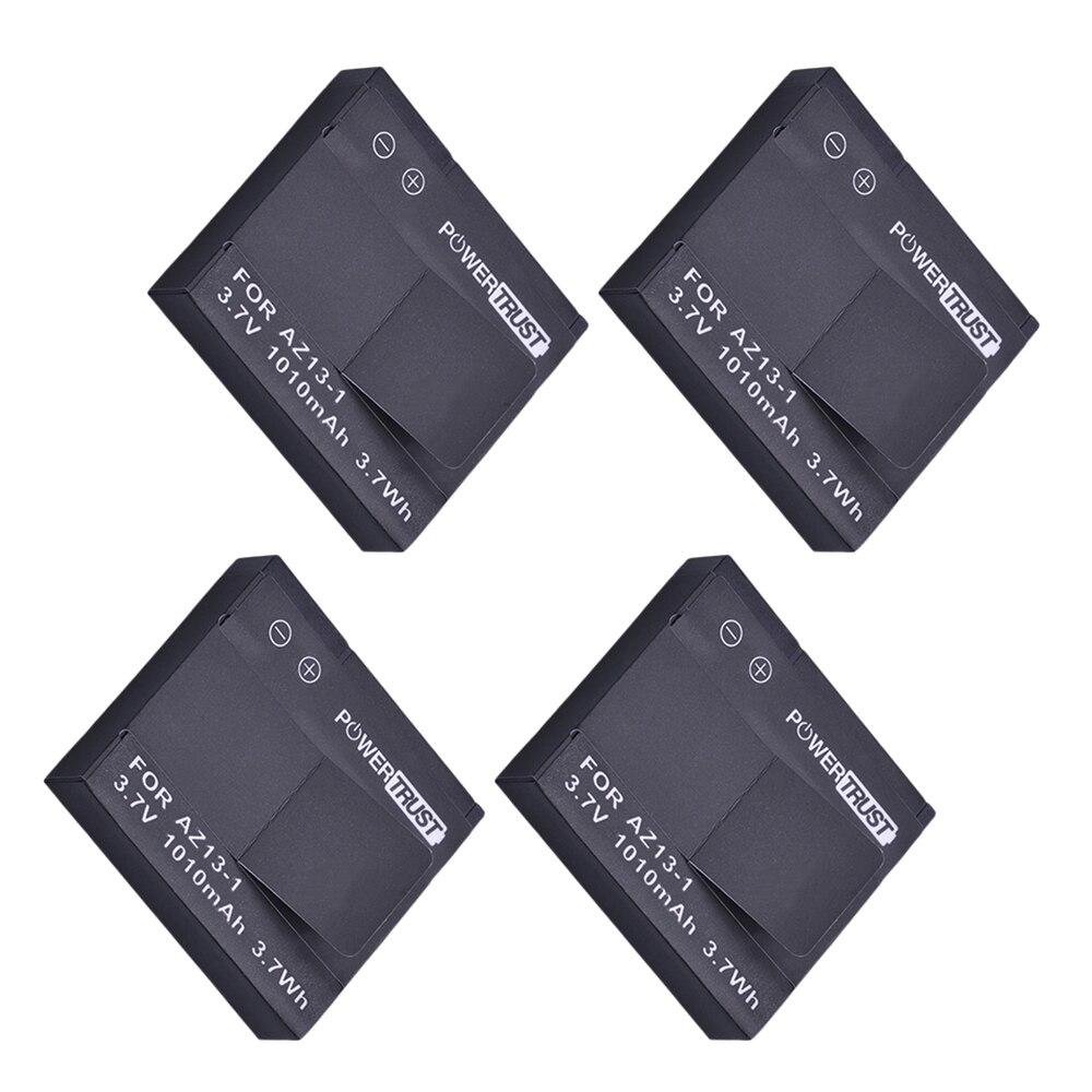 Powertrust 1010 mah  az13-1 az13 oppladbart batteri til xiaomi  yi 1 actionkamera  az13 1 batterier: 4 batterier