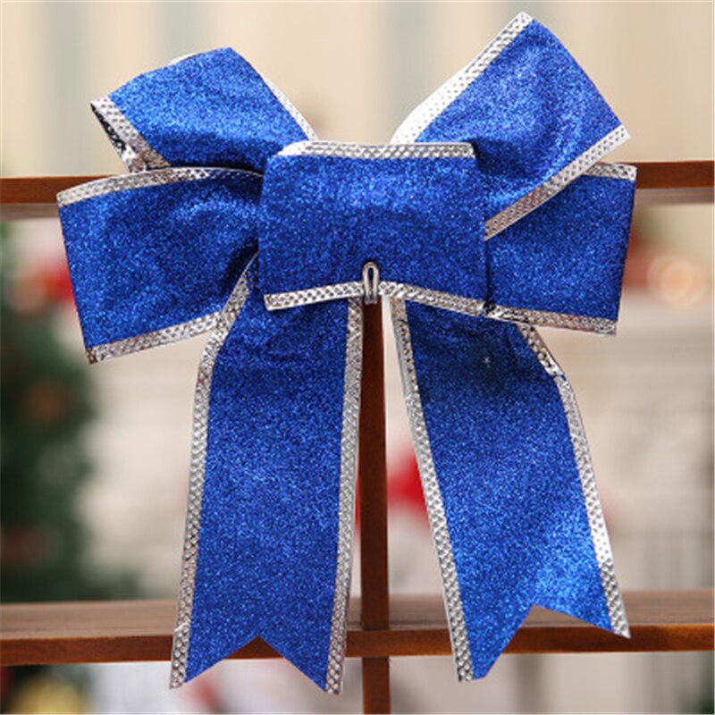 Decoracion navidad 25cm stora julrosor slips glitter rött band rosetter julgran dekor pilbågar julprydnad: Blå