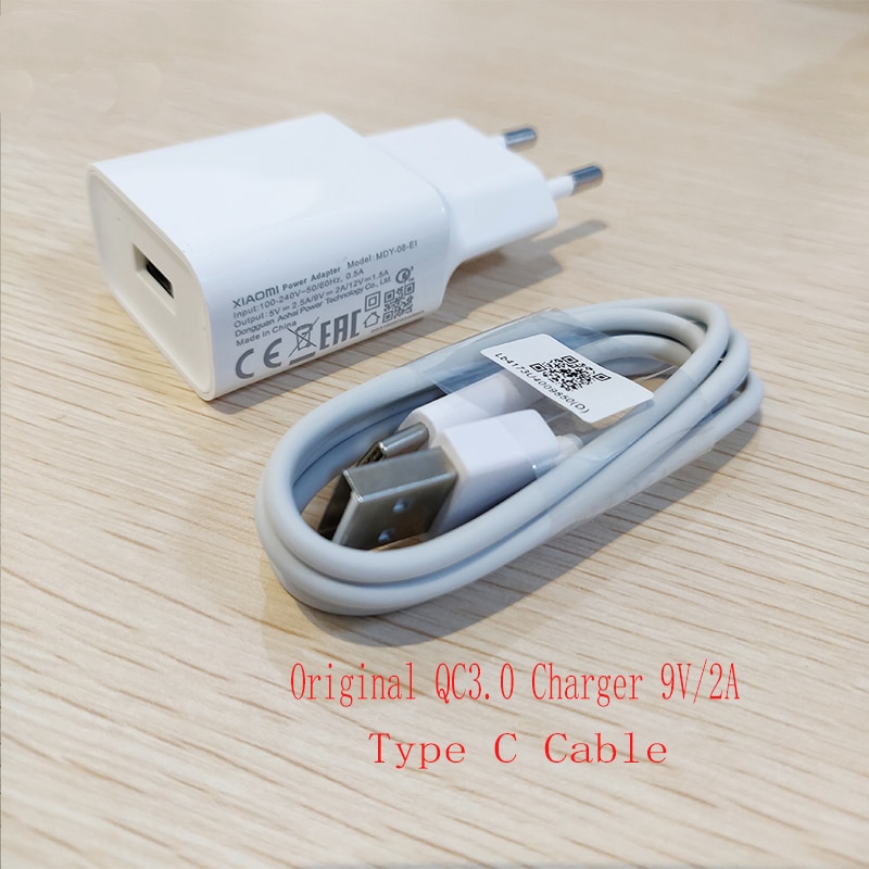 Originele Voor Xiaomi Pocophone F1 Charger Eu Plug Qc 3.0 Snelle Adapter Type C Kabel Snelle Oplader Voor Xiaomi Pocophone f1 Poco F1