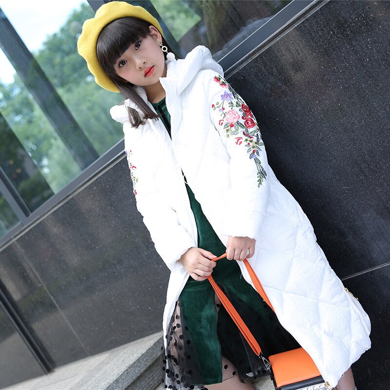 -30 ℃ Russian winter Girls cotton Outwear Coat Kids Lengthen long section coat big children thicking cotton jacket
