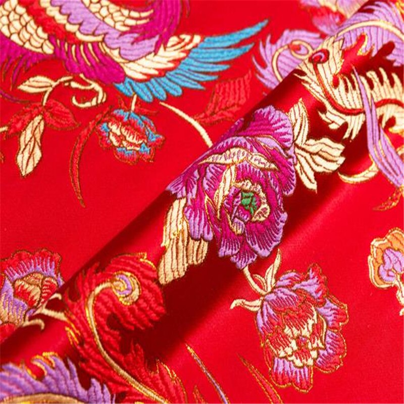 75x100cm The Male Phoenix Pursui Jacquard Pattern Brocade Polyester Fabric for Women Cheongsam