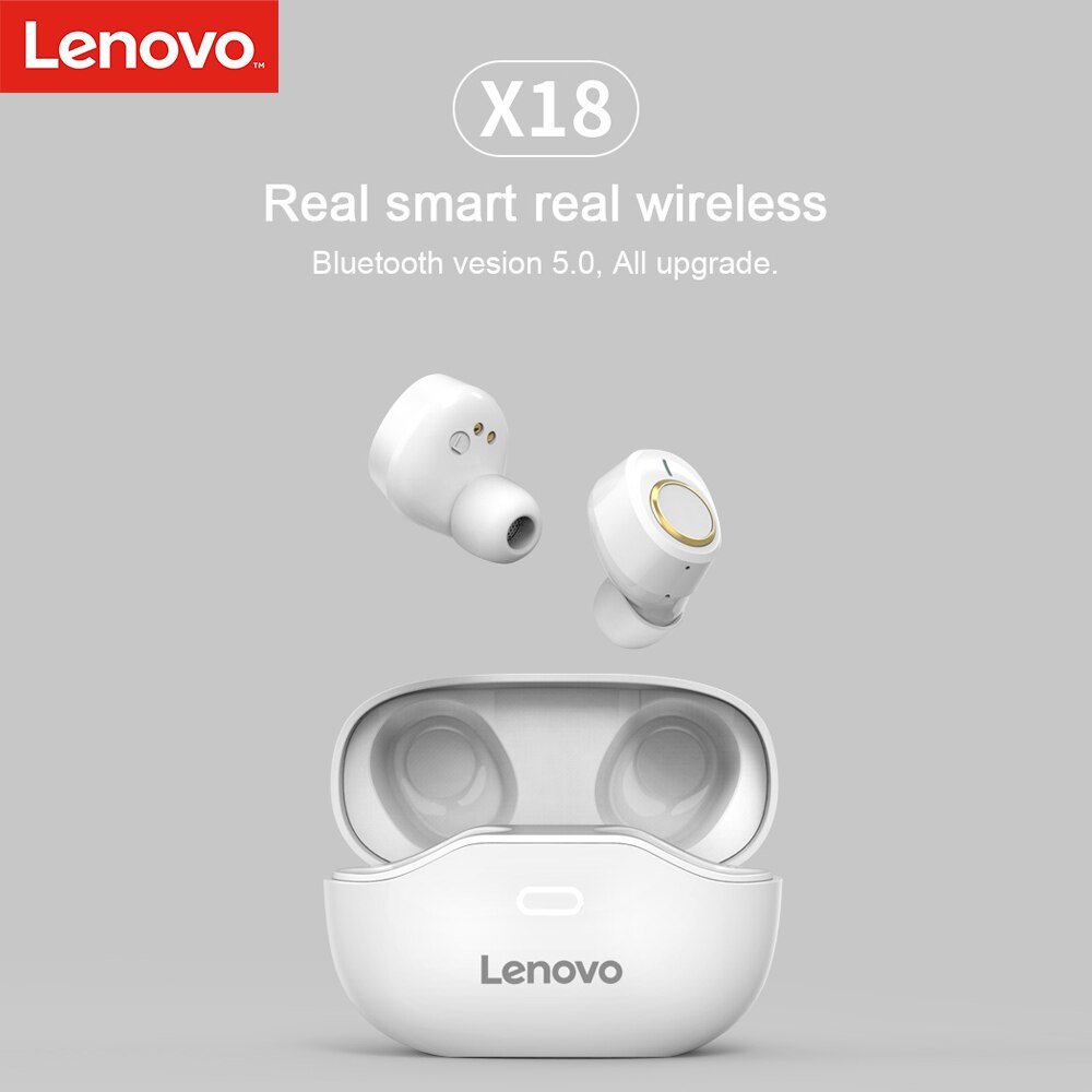 Lenovo X18 TWS écouteurs Bluetooth 5.0 casque sans fil écouteurs de sport anti-transpiration avec micro Siri Assistant vocal pour Android iOS