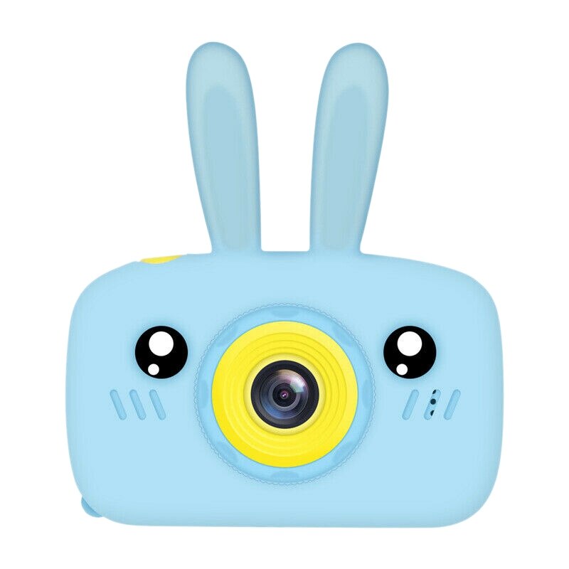 2- tommer hd barnekamera, drengepige mini-videokamera sportskamera, blå silikone kanin