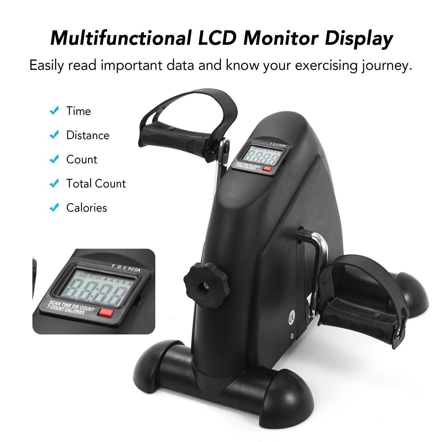 Mini pédale Stepper de vélo d&#39;intérieur, appareil d&#39;exercice avec écran LCD à résistance réglable pour la gymnastique à domicile et au bureau