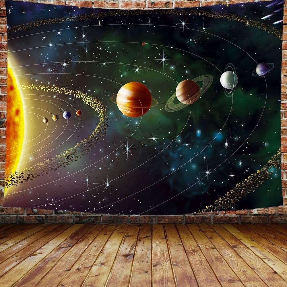 Tapiz de planetas del espacio exterior, tapices grandes impresos de galaxia y universo, Mural colgante de pared para dormitorio, sala de estar, dormitorio, hogar: 95x73cm