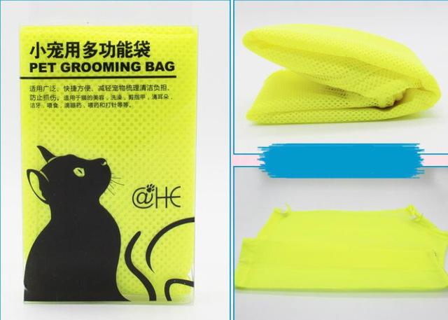 Multifunctionele verzorgingstas voor katten, nageltas voor katten, badtassen voor katten, accessoires voor katten, producten voor huisdieren, schoonmaakproducten voor katten: Geel