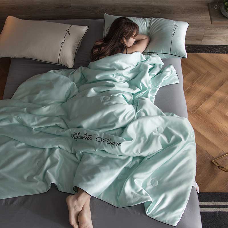 Sisisilk Lente Zomer Quilt Glad Dekens Effen Trooster Dekbed Koning Koningin Volwassenen Kids Ademende Zomer: 150x200cm 1kg / 5