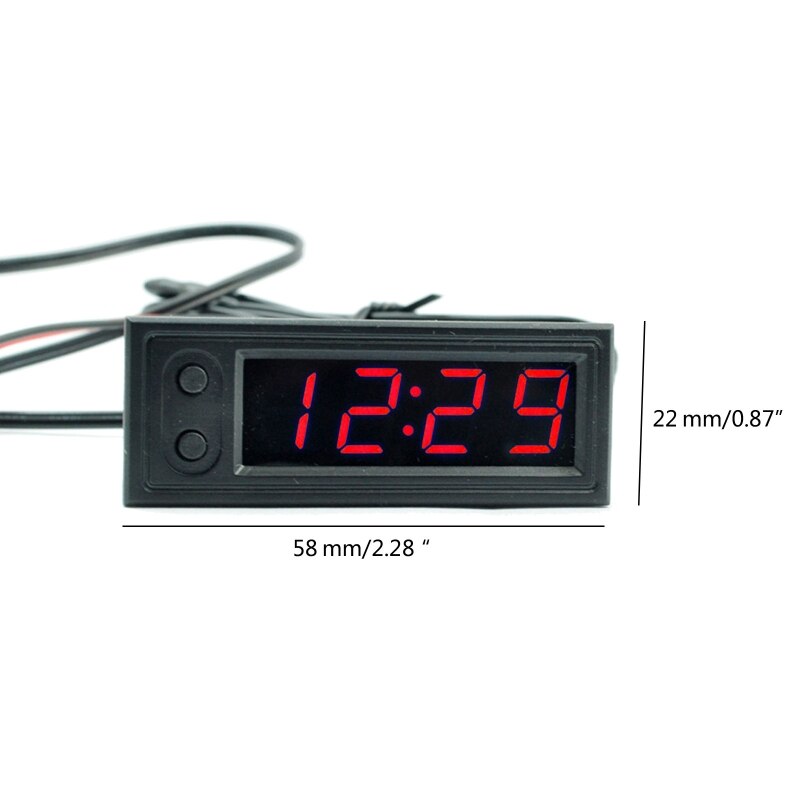 Thermomètre électronique 3 en 1 12V, horloge, voltmètre, écran LCD, affichage numérique LED, réglage de la luminosité, K0AF