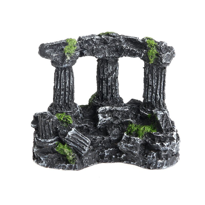 Resin Rome Square Stone Pillars Aquarium Landscaping Fish Tank Decor Tri-Columns