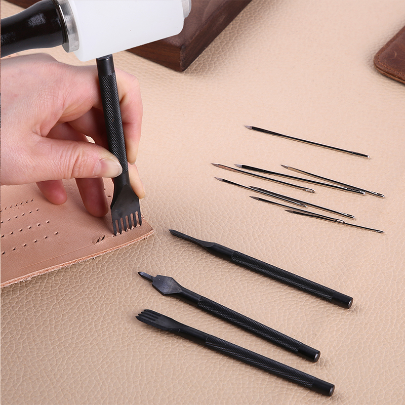 Fenrry 1Pcs Leather Hole Punches 3/4/5/6mm Stitching Punch Tool 1/2/4/6 Prong Spacing Puncher Leather Craft Tools for Belt Punch