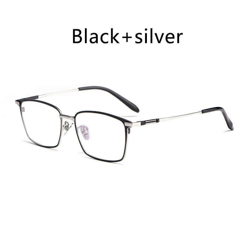 Mannen Pure Titanium Bril Frame Brand IP Plating Optische Bril Oculos Bijziendheid Multifocale Frame Vierkante Eye wear: Zilver