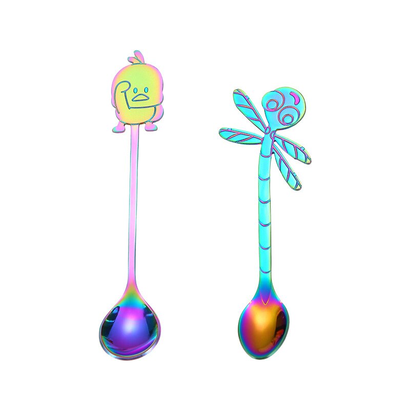 Cartoon Coffee Stirring Spoon Dessert Stainless Steel Teaspoon Drink Tableware Tea Spoon