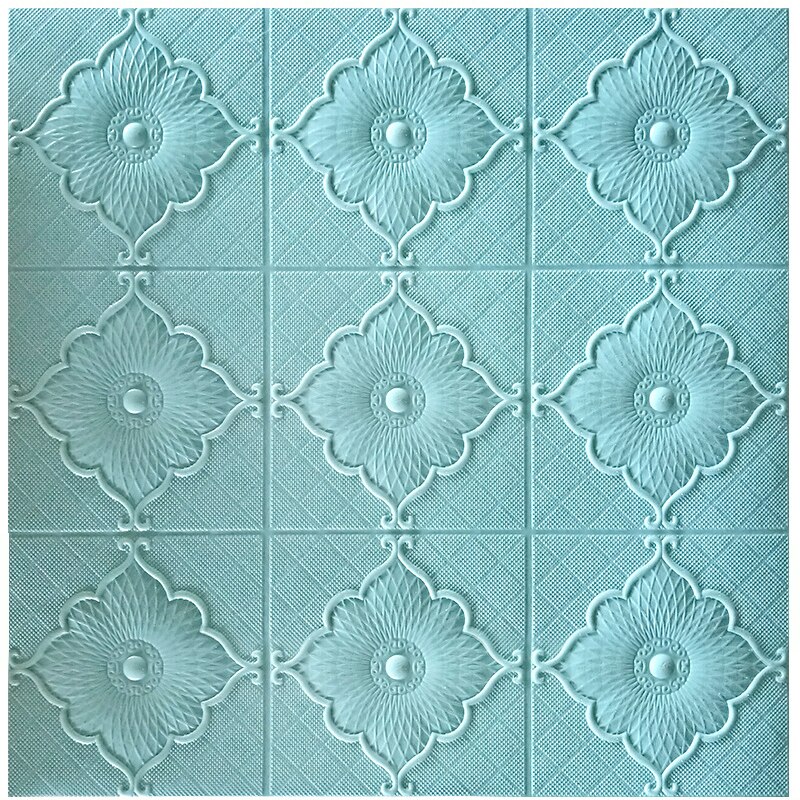 3D Muurstickers Plafond Sticker Dak Decoratie Schuim Behang Stereo Waterdicht Diy Tv Achtergrond Behang Sticker: light blue / 1pcs 23X23cm
